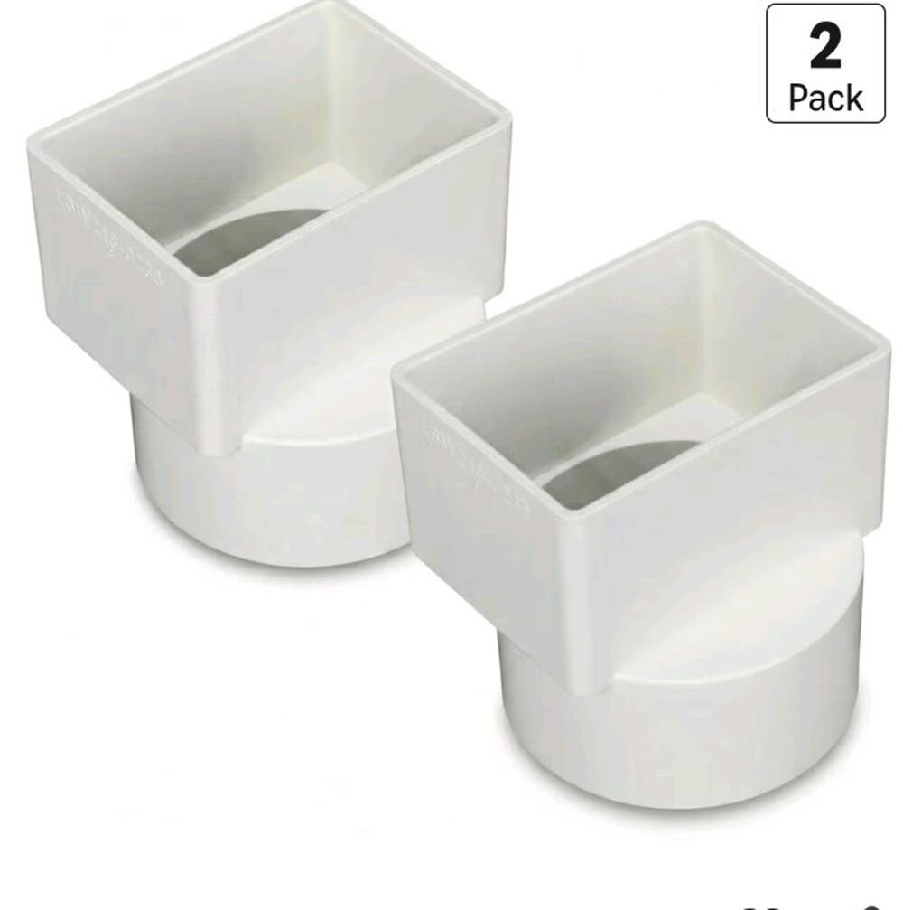 2 Pcs 3"X4"X4" PVC Offset Downspout Drainage Adapter, Connects 3" X4" Downspout